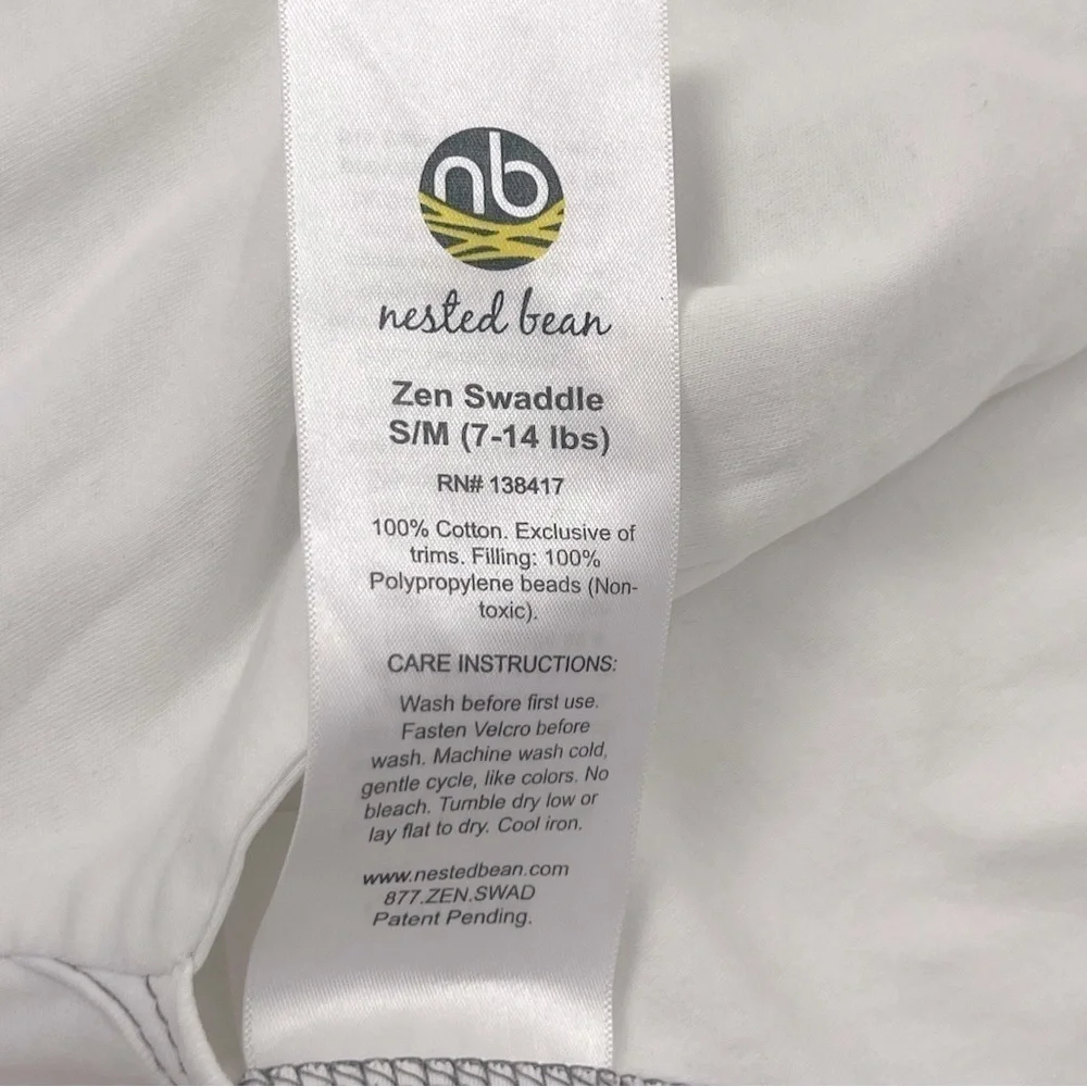 Nested Bean Zen Swaddle white 100% cotton small/medium 7-14 lbs.